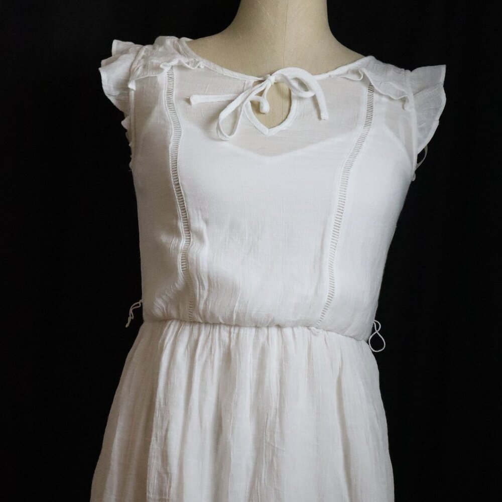 IN San Francisco Womens Small White Flutter Layered Sleeveless Dress Beach Boho
